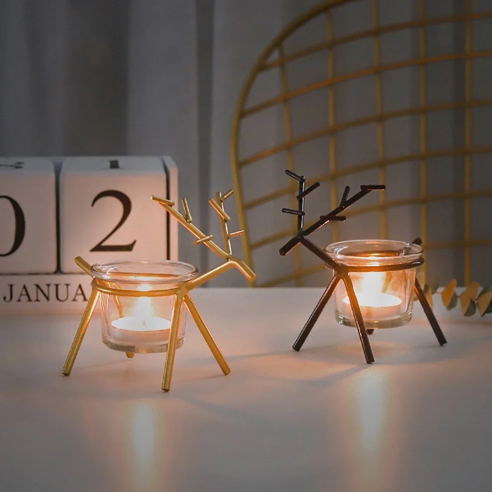 Wrought Iron Fawn Candle Holder for Elegant Home Decor and Ambiance My Store