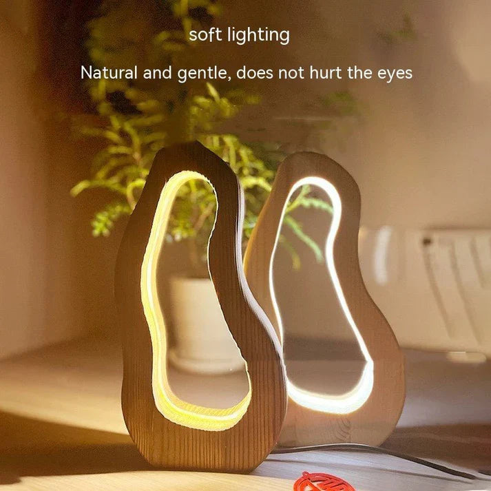 Hollow design, LED glow, wooden charm, simple style desktop lamp. My Store