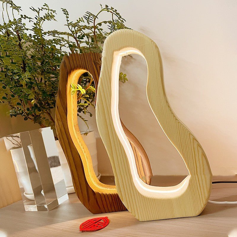 Hollow design, LED glow, wooden charm, simple style desktop lamp. My Store