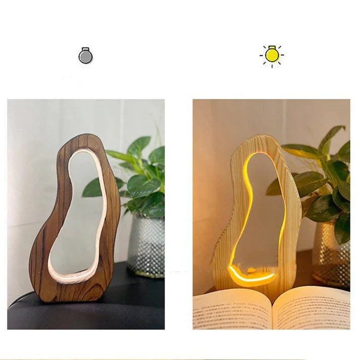Hollow design, LED glow, wooden charm, simple style desktop lamp. My Store
